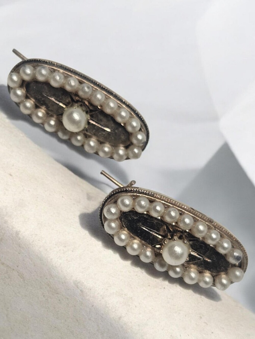 Pearl-Trim Oval Gold Tone Earrings - Faux Pearls
